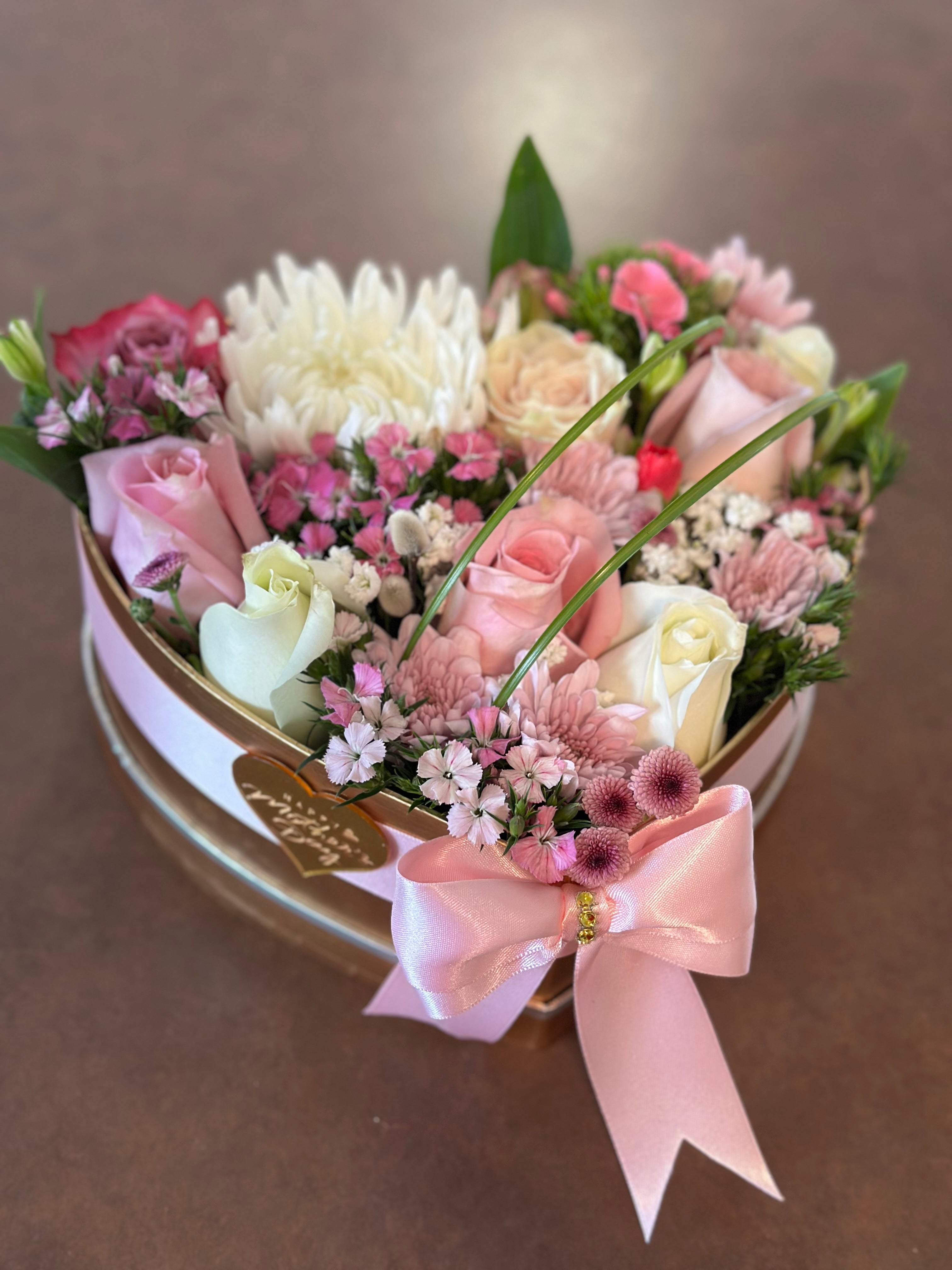 Mom's Soft Heart | Corazón de Flores Mix con Tarjeta