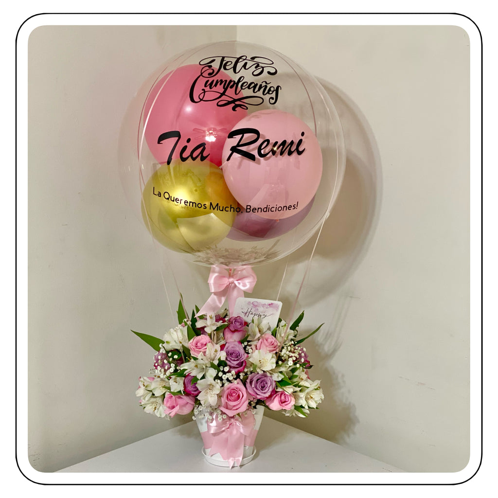 Bloom & Wishes - Roses & Bubble Balloon / Bloom & Wishes - Rosas y Globo Burbuja