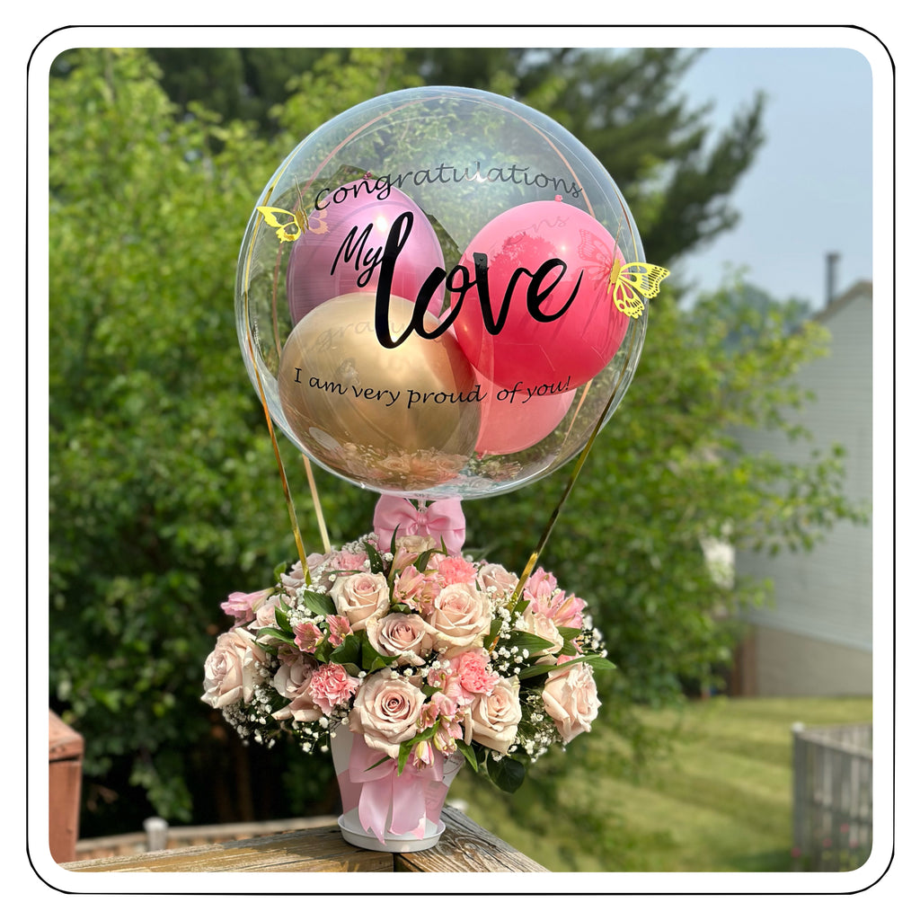 Bloom & Wishes - Roses & Bubble Balloon / Bloom & Wishes - Rosas y Globo Burbuja