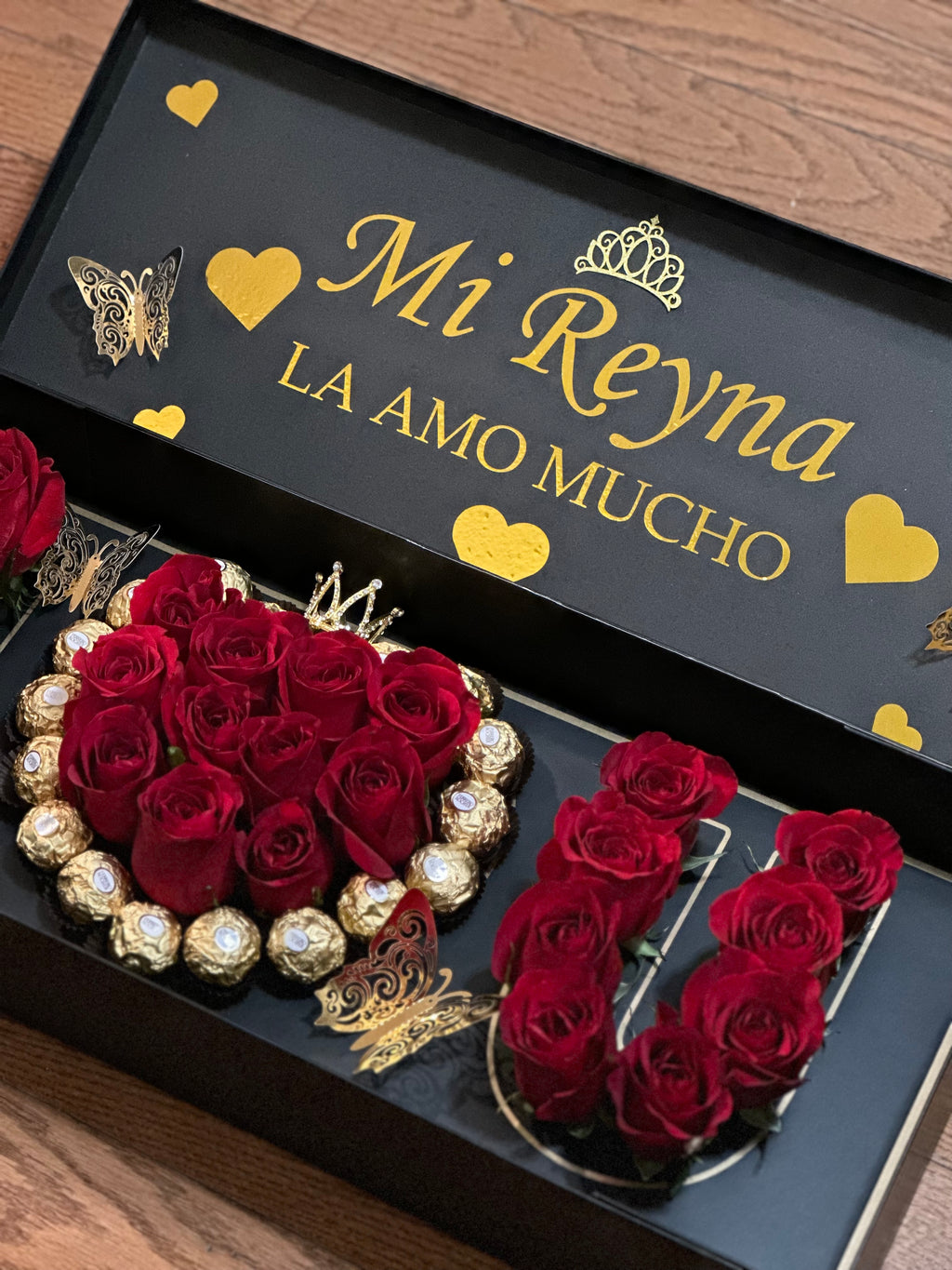 I Love U Box | Caja I ❤️ U con Rosas y Chocolates