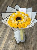Golden Purity - Rose & Sunflower Bouquet / Golden Purity - Bouquet de Rosas y Girasol