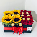 Chic Bloom Box - Roses, Sunflowers & Ferrero / Chic Bloom Box - Rosas, Girasoles y Ferrero