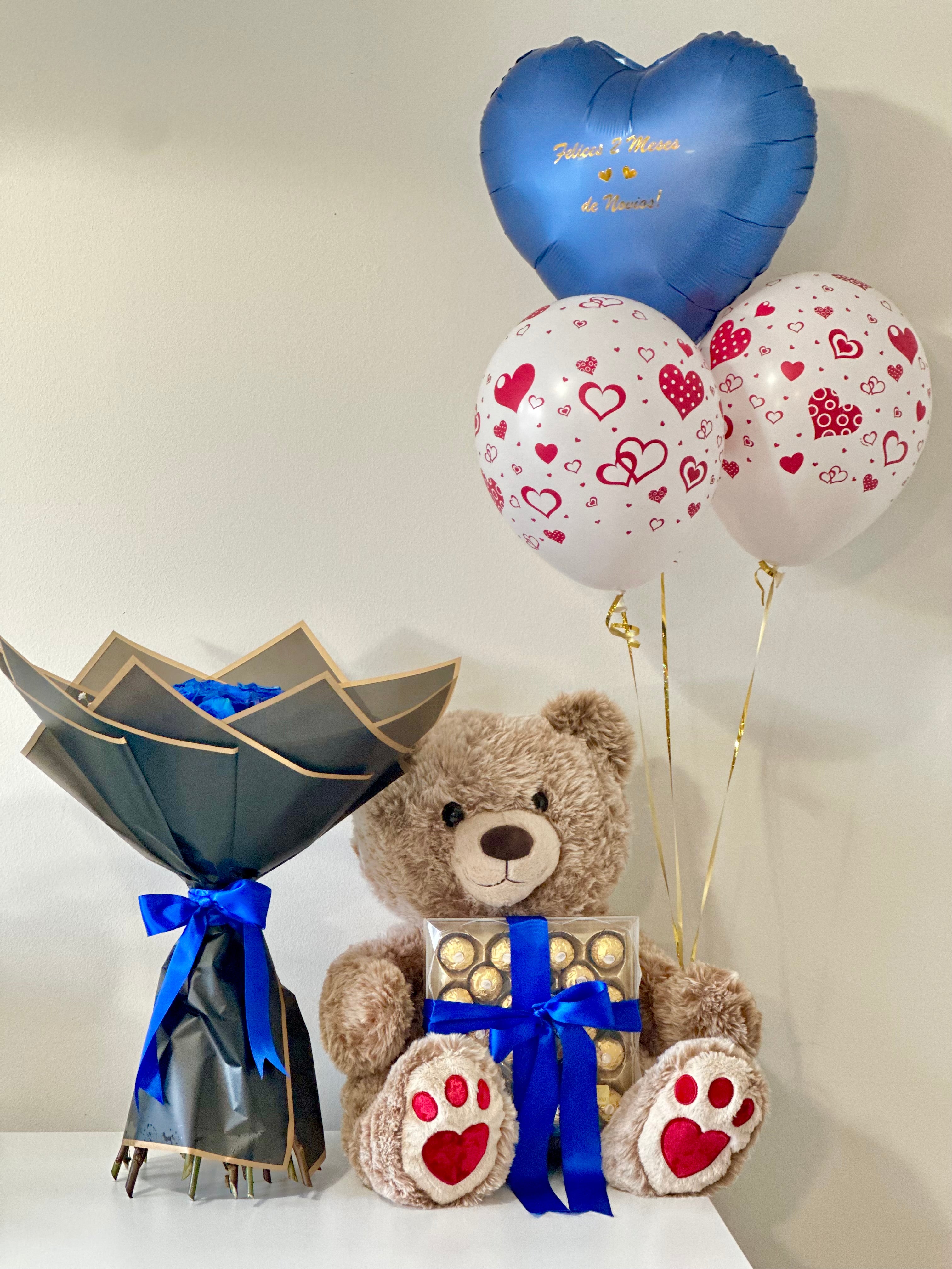 Blue Dream Gift Kit | Kit de Regalo Azul con Rosas, Oso y Globos