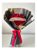 Happy Mothers Day | Bouquet de 24 Rosas Rojas con Cinta y Tarjeta