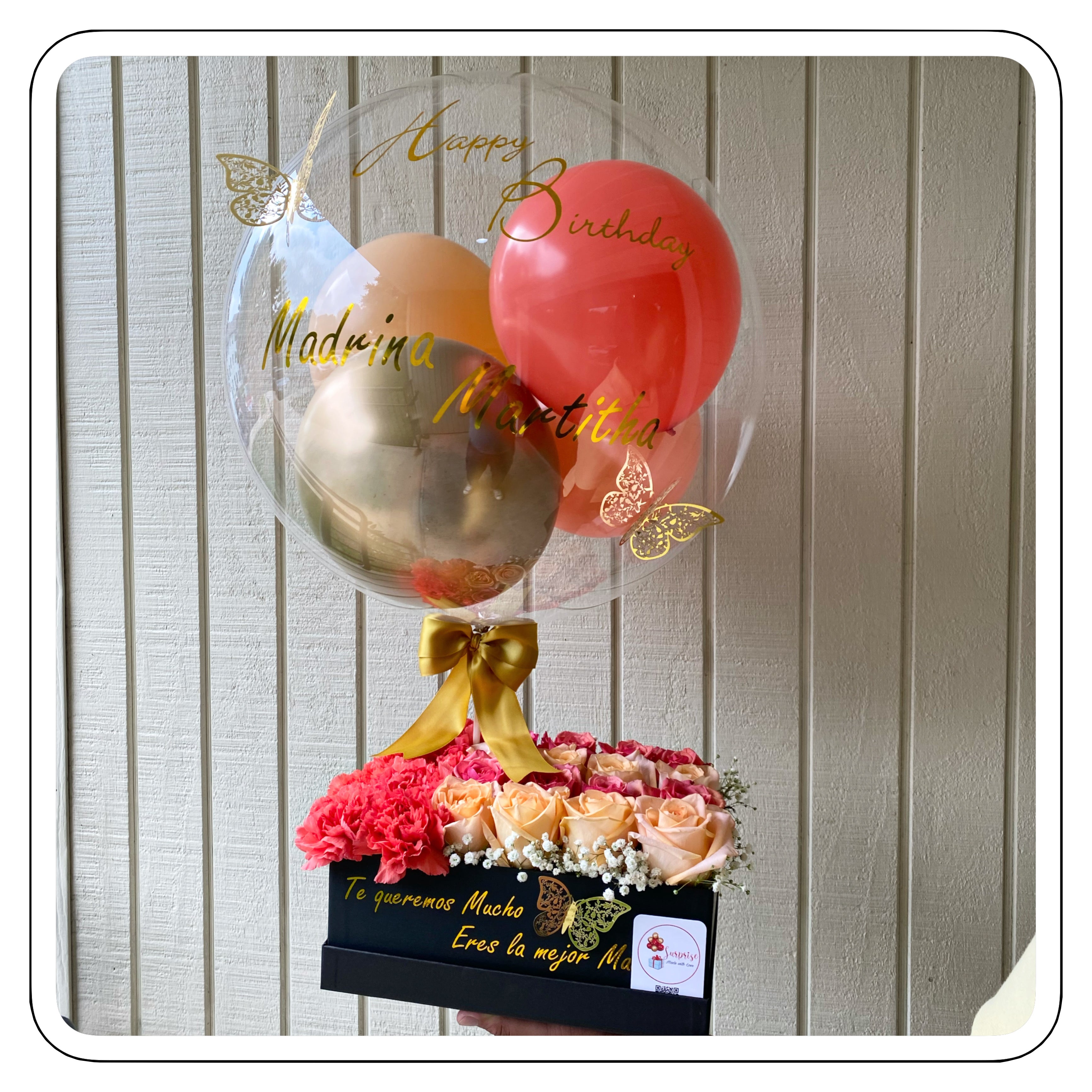 Two-Tone Rose Box – Personalized Floral Gift Box | Caja Floral Personalizada