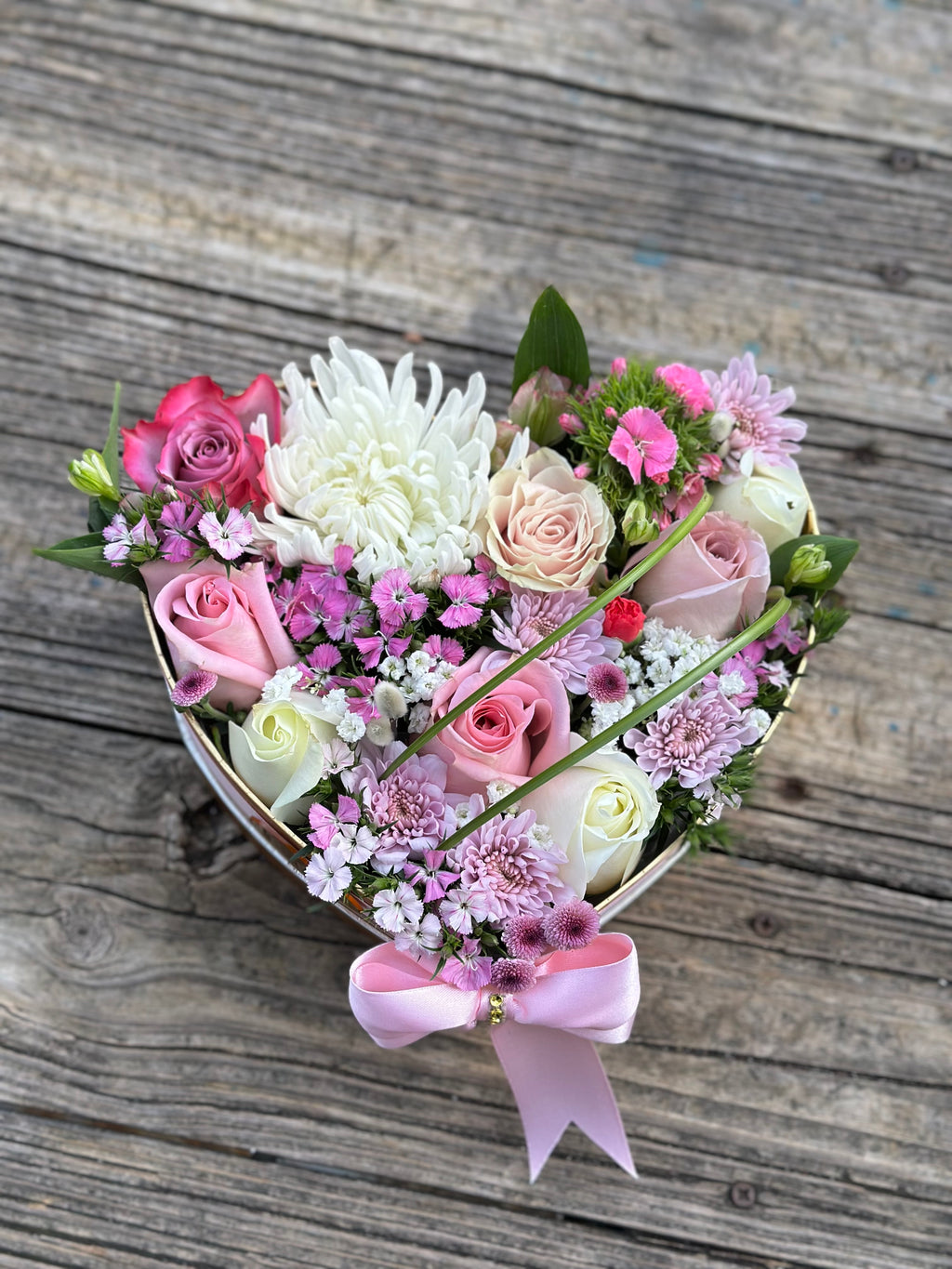 Mom's Soft Heart | Corazón de Flores Mix con Tarjeta