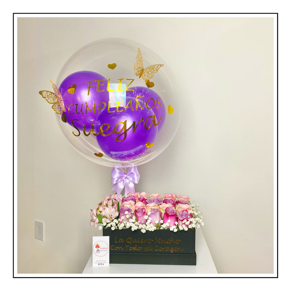 Two-Tone Rose Box – Personalized Floral Gift Box | Caja Floral Personalizada