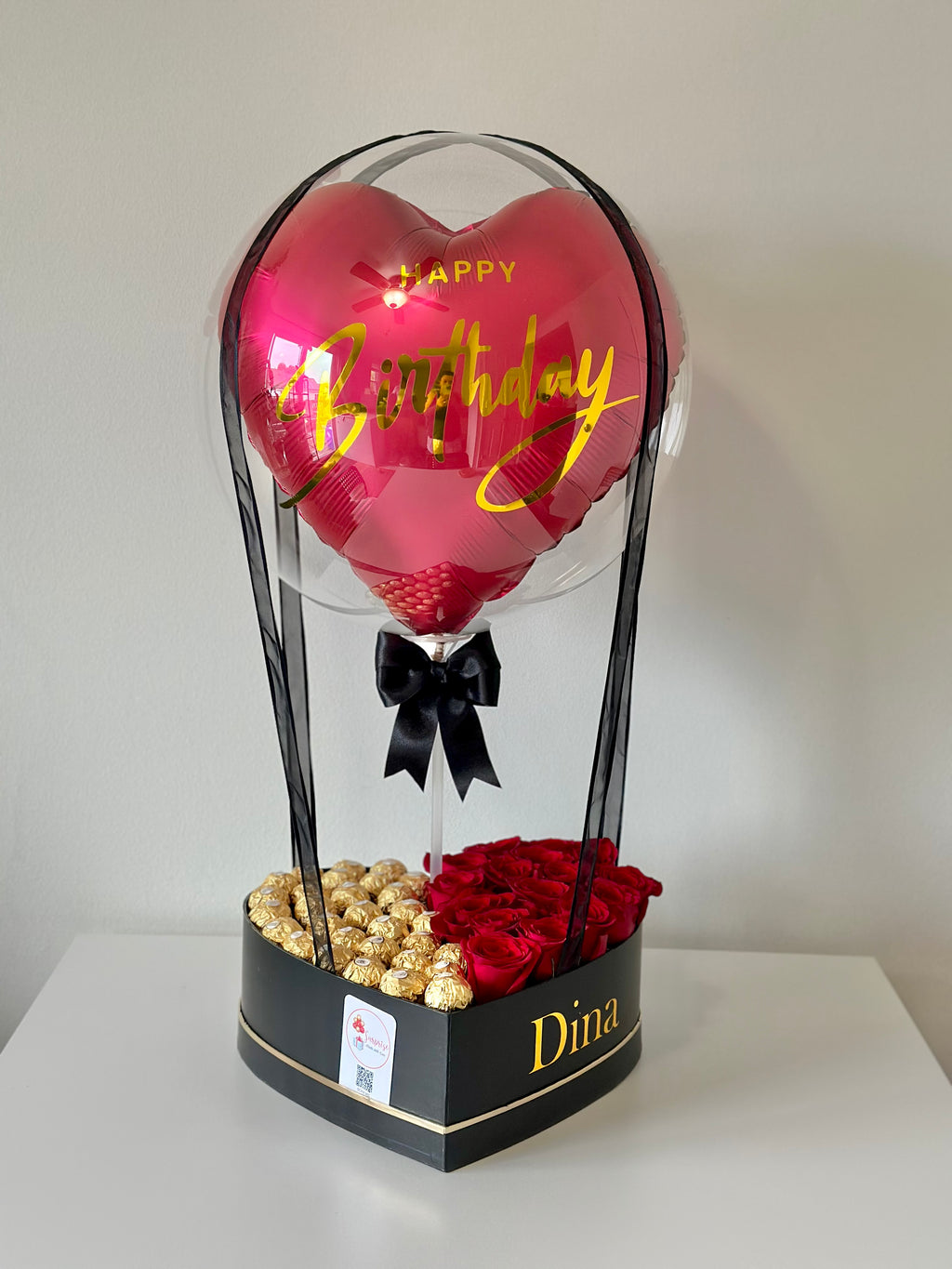 Signature Heart Box | Caja Corazón Personalizada con Rosas, Ferrero y Globo